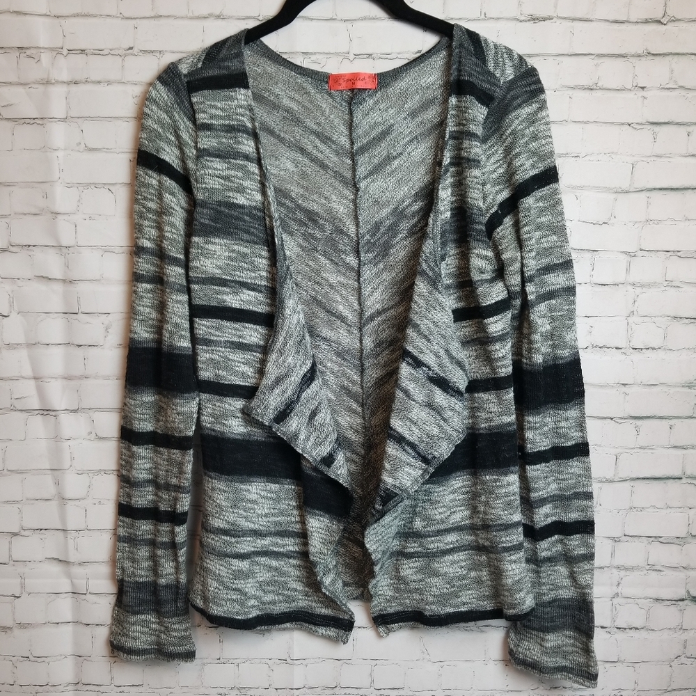 SPOILED black and grey draped front knit cardigan